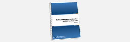 Cover of the ASAM Level of Care Manual, blue and white abstract graphic and title